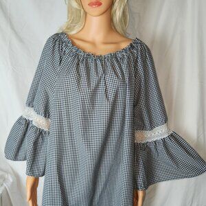 Women's 3X Boho, Hippie, Lacy, Large Bell Sleeves, Embordered Top cotton